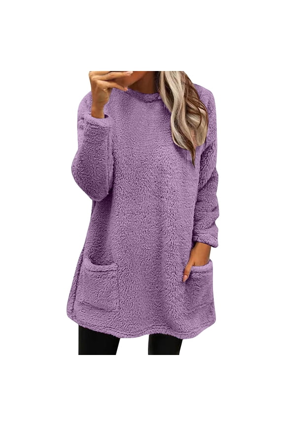Sweatshirt For Women Winter Coat Loose Wool Jacket Long Sleeved Jumper With Pockets Hoodies