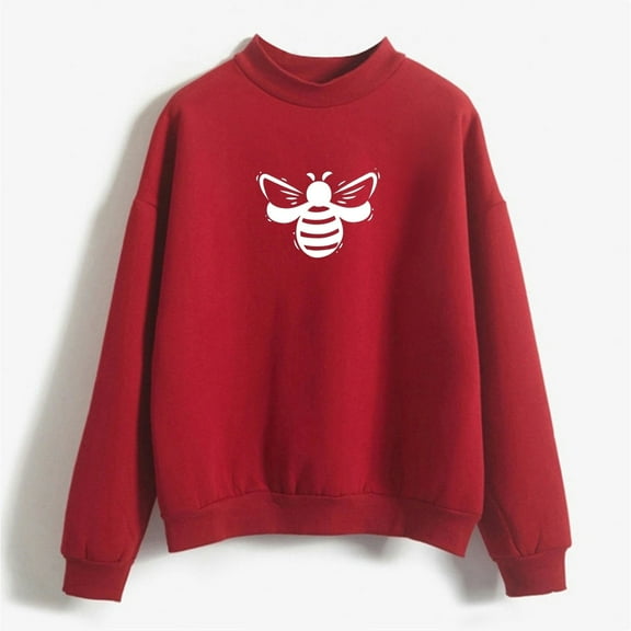 Dyfzdhu Sweatshirts for Women Fall Winter Crew Neck Solid Color Prints Long Sleeve Pullover Sweatshirt