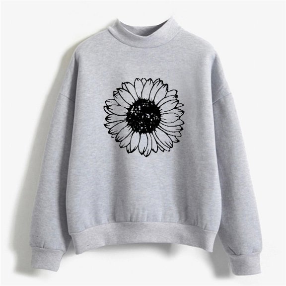 Dyfzdhu Sweatshirts for Women Fall Winter Crew Neck Solid Color Prints Long Sleeve Pullover Sweatshirt
