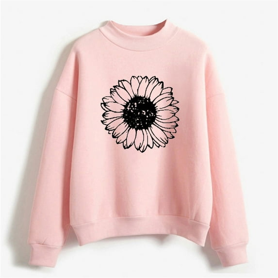 Dyfzdhu Sweatshirts for Women Fall Winter Crew Neck Solid Color Prints Long Sleeve Pullover Sweatshirt