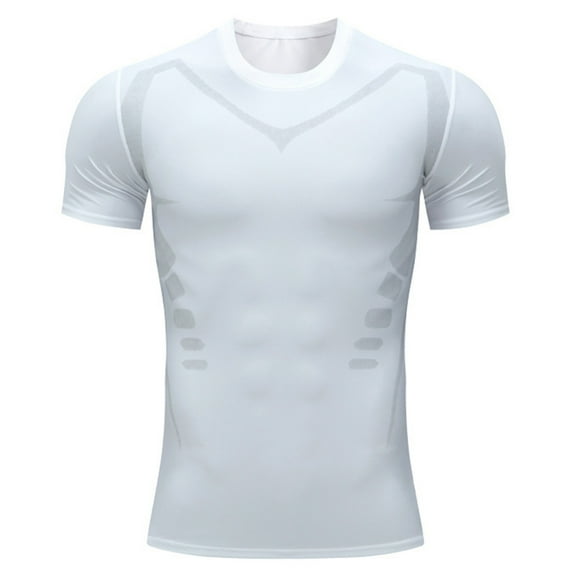 Dyfzdhu T Shirts for Men Compression Short Sleeve Base Layer Athletic Undershirt Gear Workout Shirt White