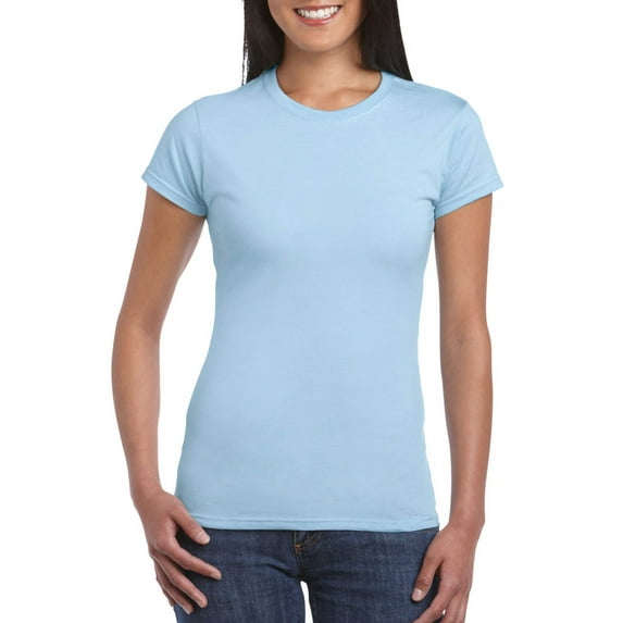 Dyfzdhu T Shirts for Women Basic Cotton Crew Neck Slim Fit Tee Tunic Length T Shirt Sky Blue