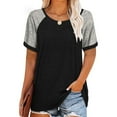 thumbnail image 1 of Dyfzdhu T Shirts for Women Plus Size Color Block Tops Loose Tunics Tee Short Sleeve Black, 1 of 7