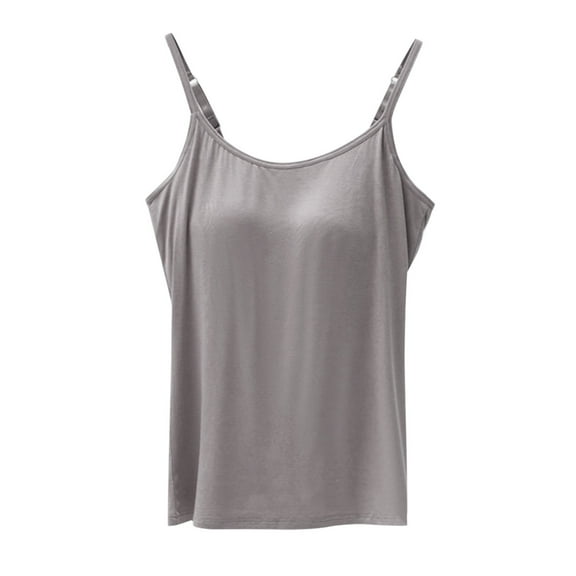 Dyfzdhu Tank Top with Built in Bra for Women Chest Pads Five Fingers Without Steel Ring Cups One Sports Camisole Summer Tops Undershirts