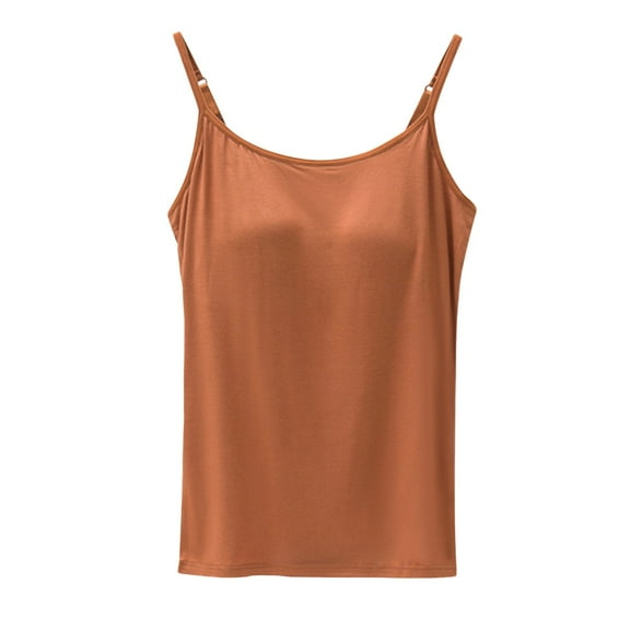 Dyfzdhu Tank Top with Built in Bra for Women Chest Pads Five Fingers Without Steel Ring Cups One Sports Camisole Summer Tops Undershirts