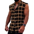 thumbnail image 1 of Dyfzdhu Tank Tops for Men Casual Sleeveless Button Down Plaid Shirts Loose Summer Tops Workout Shirt Yellow, 1 of 4