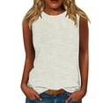 thumbnail image 1 of Dyfzdhu Tank Tops for Women Striped Crew Neck Sleeveless Shirts Casual Loose Fit Summer Tops Beige, 1 of 4