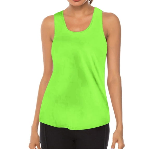 Dyfzdhu Tank Tops for Women Workout O Neck Sleeveless Breathable Backless Yoga Shirt Green