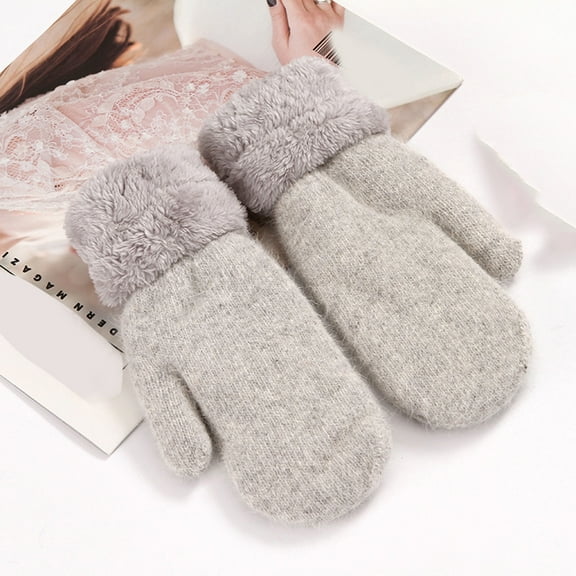 Dyfzdhu Thermal Gloves For Womens Winter Gloves Warm Gloves Fleece Lined Knit Gloves Elastic Cuff Knit Warm Lined Gloves