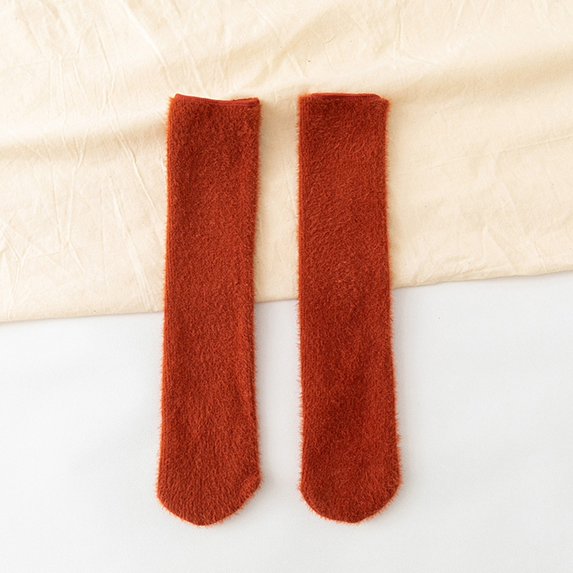 Dyfzdhu Thermal Socks For Women Winter Solid Color Thick Ferrets Velvet Socks Comfy Tube Crew Socks