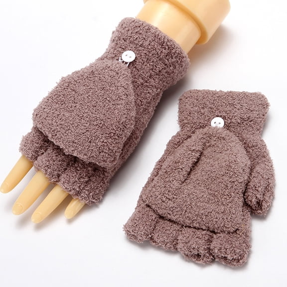Dyfzdhu Thermal Winter Gloves For Womens Warm Coral Fleece Elastic Cuff Fingerless Gloves