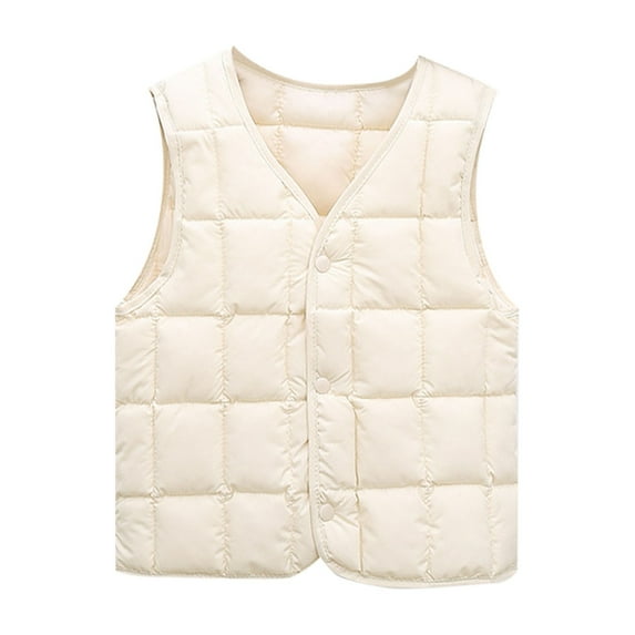 Dyfzdhu Toddler Boys Girls Sleeveless Down Jacket Fall Winter Front Buckle Solid Kids Puffer Vest