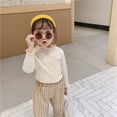 thumbnail image 1 of Dyfzdhu Toddler Girl Solid Color T Shirt Wavy Selvedge Long Sleeve Crew Neck Top 0-6 Years, 1 of 5