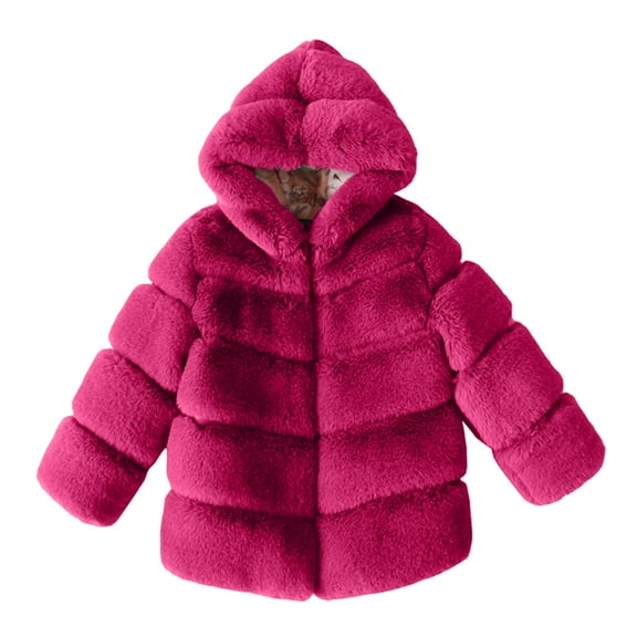 Dyfzdhu Toddler Girls Jacket Fall Fashionable Winter Infant Kids Fleece Collar Soild Jackets Warm Hooded Woolen Coats
