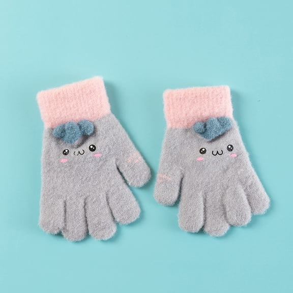 Dyfzdhu Toddler Mittens Winter Gloves Toddler Snow Cartoon Gloves For Kids Baby Winter Mittens For Girls Boys Grey