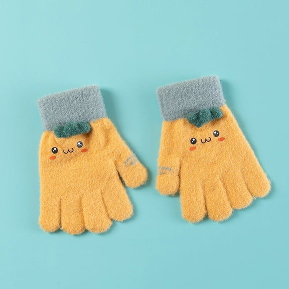 Dyfzdhu Toddler Mittens Winter Gloves Toddler Snow Cartoon Gloves For Kids Baby Winter Mittens For Girls Boys Yellow
