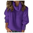 thumbnail image 1 of Dyfzdhu Turtleneck Sweaters for Women Plus Size Trendy Solid Color Button Long Sleeve Knit Pullover Sweater Purple, 1 of 5