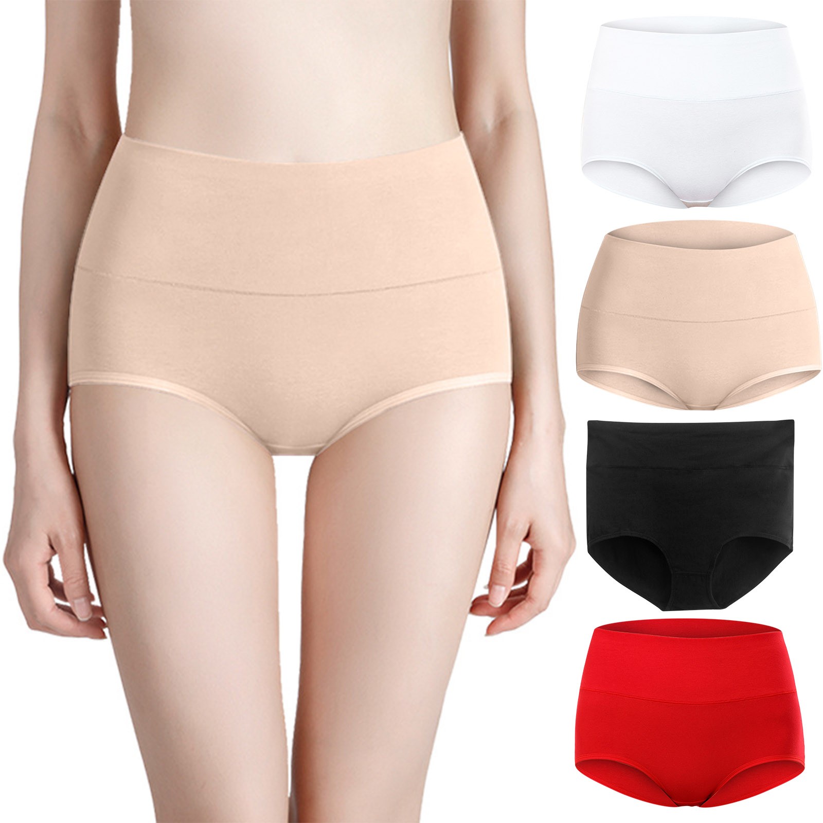 Dyfzdhu Underwear for Women High Waisted Cotton Stretch Briefs Soft