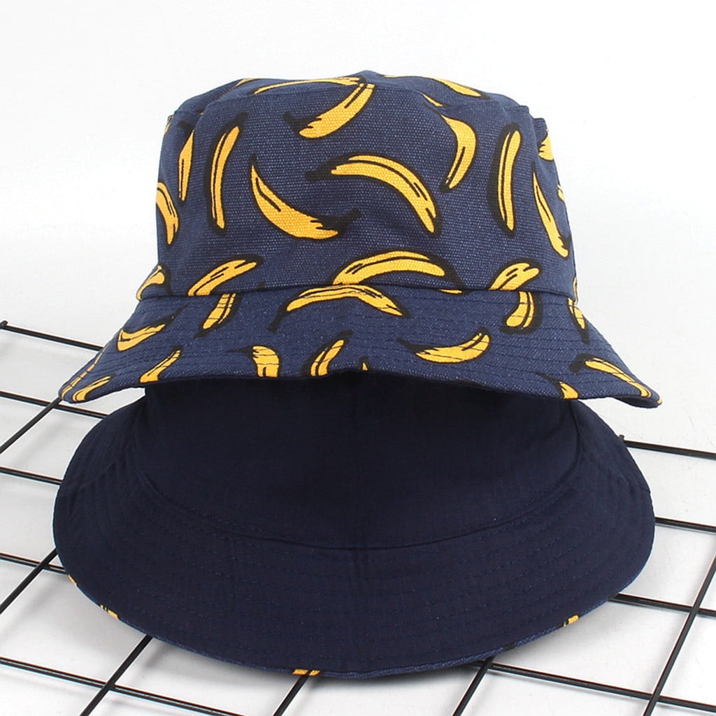 Dyfzdhu Unisex Adult Double Sided Wear Banana Bucket Hat Sunscreen