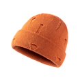 thumbnail image 1 of Dyfzdhu Unisex Fashion Casual Ripped Woolen Hat Solid Warm Outdoor Knitted Orange, 1 of 2