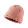 thumbnail image 1 of Dyfzdhu Unisex Fashion Casual Ripped Woolen Hat Solid Warm Outdoor Knitted Pink, 1 of 1