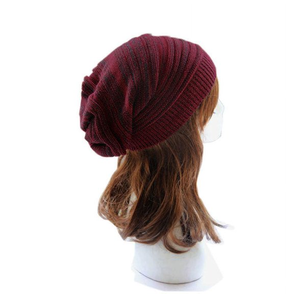 Dyfzdhu Unisex Knit Baggy Beanie Beret Winter Warm Oversized Ski Cap Hat Red Red