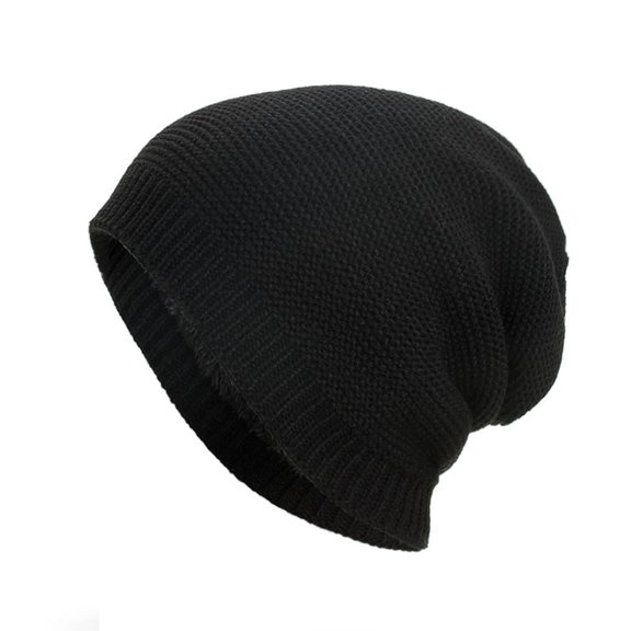 Dyfzdhu Unisex Winter Cotton Hat Warm Fleece Knitted Black