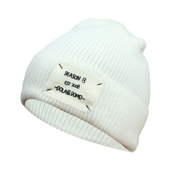 Dyfzdhu Warm Winter Beanie Double-Layer Skully Hats for Men & Women Thick Daily Knit Cuff White