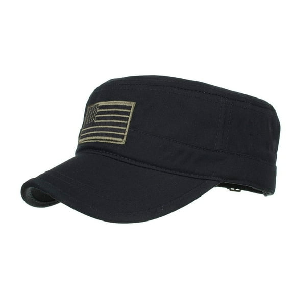 Dyfzdhu Washed Cotton Military Caps Cadet Caps Unique Design Vintage Flat Top Cap