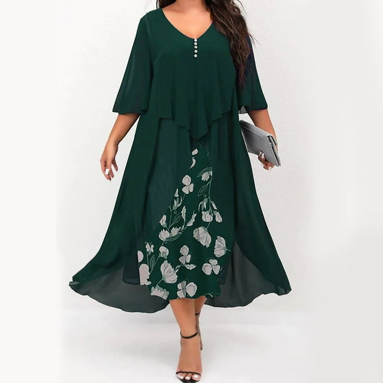 Chiffon Print 3/4 Sleeve Beach Maxi Dresses Chiffon Print 3/4 Sleeve Beach Maxi Dresses