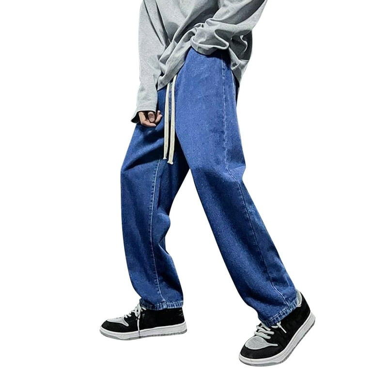Street Solid Pocket Loose Denim Jeans Street Solid Pocket Loose Denim Jeans