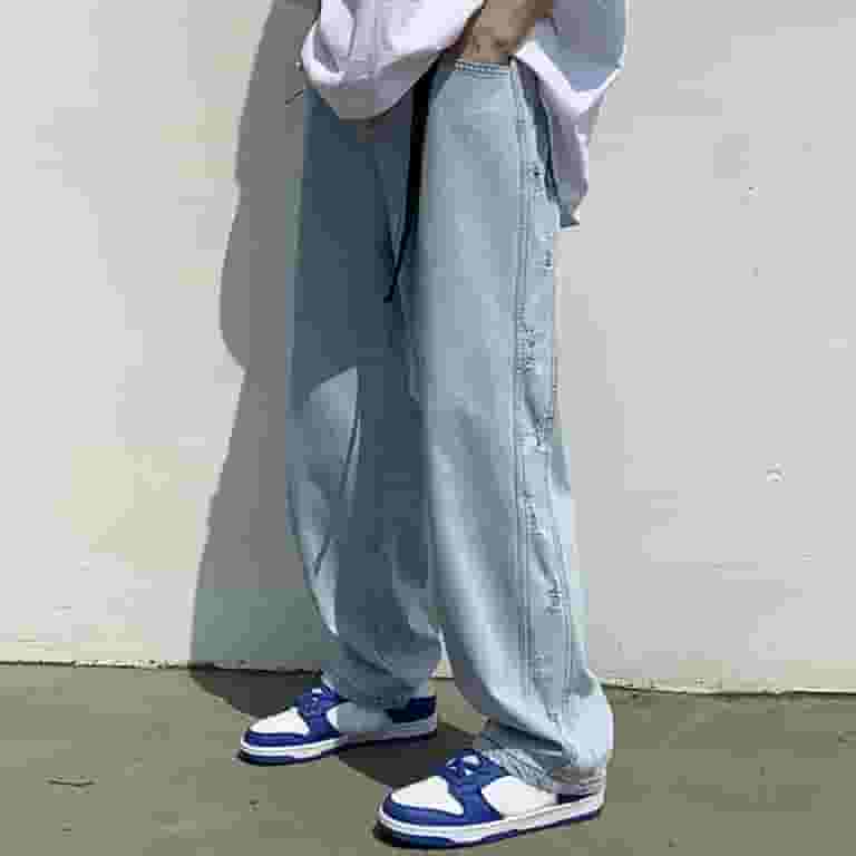 【dydoshop】LOOSE JEANS Dyfzdhu Wide Leg Jeans for Men Casual Trendy Baggy Loose