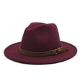 thumbnail image 1 of Dyfzdhu Windfall Men & Women Vintage Wide Brim Fedora Hat With Belt Buckle Red, 1 of 4