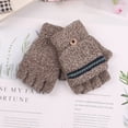 thumbnail image 1 of Dyfzdhu Winter Big Children Gloves Half Finger Knit Gloves AB-yarn Boy Gloves Brown, 1 of 2