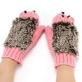 thumbnail image 1 of Dyfzdhu Winter Fashion Warm Knitted Gloves Thickened Velvet Head Hedgehog Gloves Pink, 1 of 3