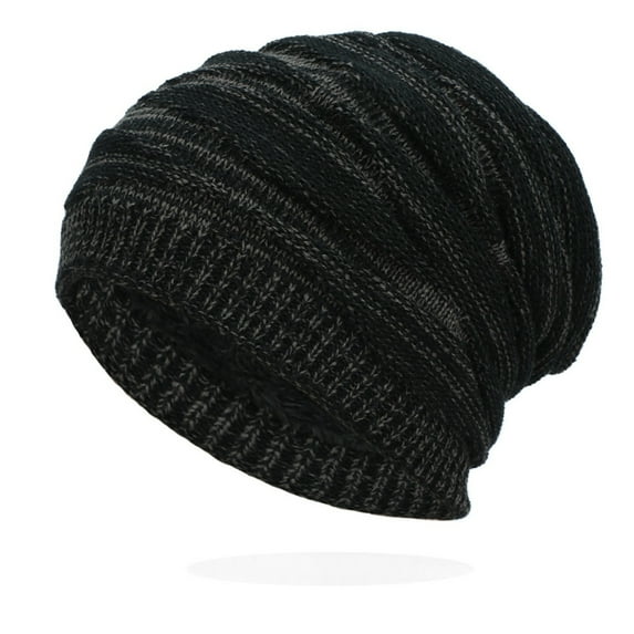 Dyfzdhu Winter Hat Warm Chunky Cable Knit Hats Soft Stretch Thick Cute Knitted Cap for Cold Weather Black