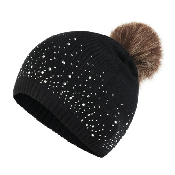 Dyfzdhu Winter Hats Outdoor Solid Color Knitted Cotton Hat Sunscreen Running Sports Warm Black