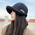 thumbnail image 1 of Dyfzdhu Winter Hats for Women Cold Weather Trendy Fleece Warm Wide Brim Visor Cap Black, 1 of 5