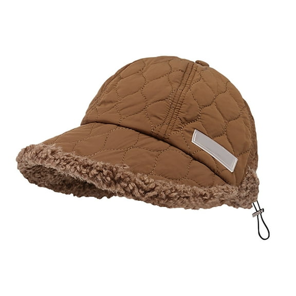 Dyfzdhu Winter Hats for Women Cold Weather Trendy Fleece Warm Wide Brim Visor Cap Brown