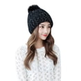 thumbnail image 1 of Dyfzdhu Winter Hats for Women Warm Solid Color Velvet Knitted Beanie Hat Black, 1 of 3