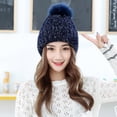 thumbnail image 1 of Dyfzdhu Winter Hats for Women Warm Solid Color Velvet Knitted Beanie Hat Blue, 1 of 6