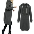 thumbnail image 1 of Dyfzdhu Winter Jackets for Women Casual Long Hooded Drawstring Solid Zip Jacket Pockets Zipper Coat Dark Gray, 1 of 9
