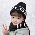 thumbnail image 1 of Dyfzdhu Winter Knitted Fleece Hood Scarf Coif Kid Knit Hat Warm Hats Black, 1 of 5