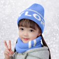 thumbnail image 1 of Dyfzdhu Winter Knitted Fleece Hood Scarf Coif Kid Knit Hat Warm Hats Blue, 1 of 5