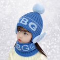 thumbnail image 1 of Dyfzdhu Winter Knitted Fleece Hood Scarf Coif Kid Knit Hat Warm Hats Blue, 1 of 9