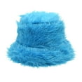 thumbnail image 1 of Dyfzdhu Winter New Fleece Bucket Hat for Women Solid Trendy Thickened Warm Sunshade Fisherman Cap Blue, 1 of 3