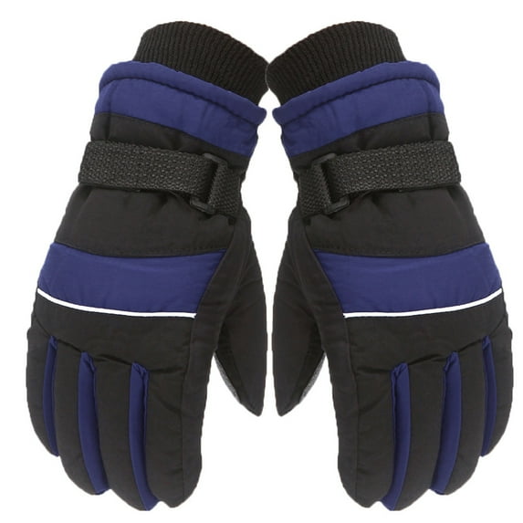 Dyfzdhu Winter Outdoor Kids Boys Girls Snow Skating Snowboarding Windproof Warm Ski Gloves Dark Blue