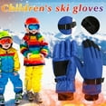 thumbnail image 1 of Dyfzdhu Winter Outdoor Kids Snow Skating Snowboarding Windproof Warm Ski Gloves Blue, 1 of 3