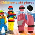 thumbnail image 1 of Dyfzdhu Winter Outdoor Kids Snow Skating Snowboarding Windproof Warm Ski Gloves Hot Pink, 1 of 3