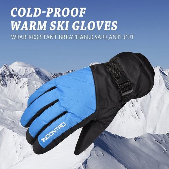 Dyfzdhu Winter Ski Gloves Male Female Warm Frostproof Gloves Blue